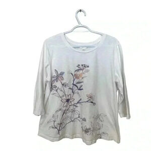 Northern Traditions petite NWOT embroidered and  embellished 3/4 sleeve T-shirt